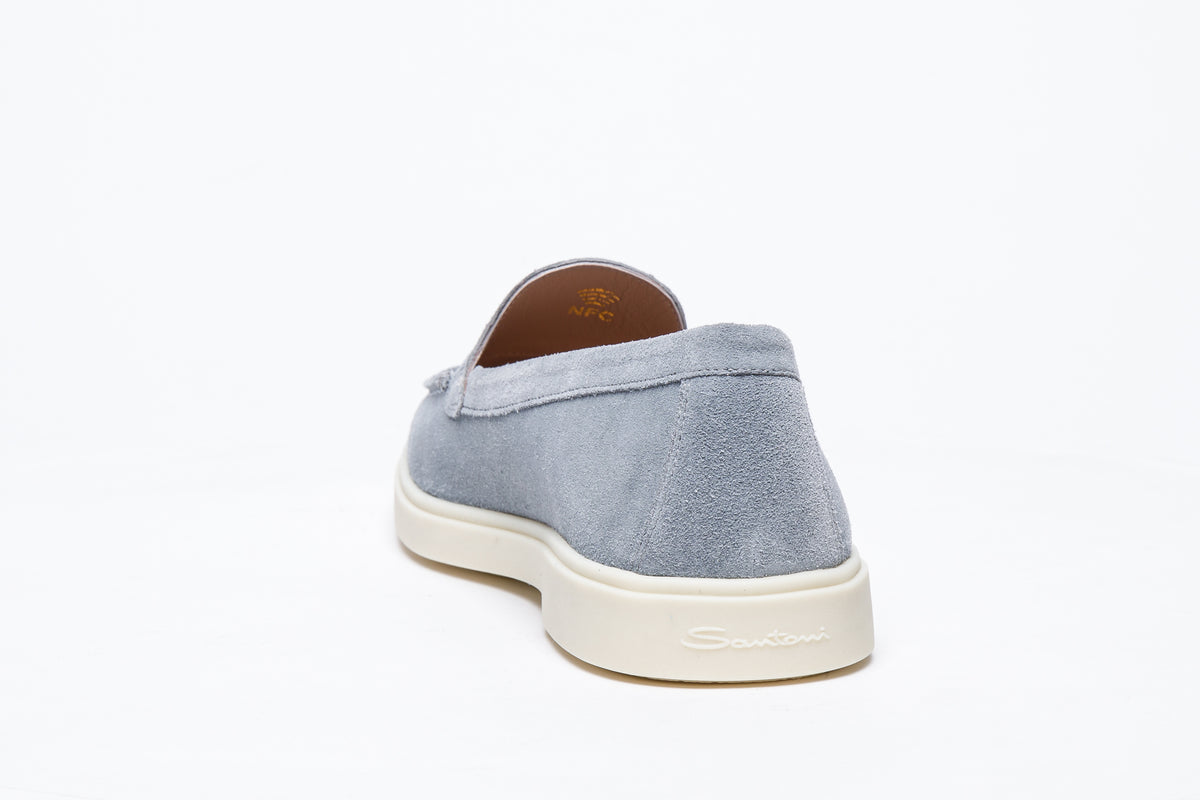 Clarita Knotted Suede Loafers in Twilight Blue