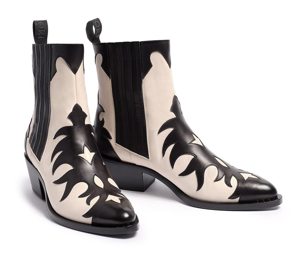 Cow Print Topshop White Cowboy Boots WESTERN BOOTS ECRU/NERO Cm